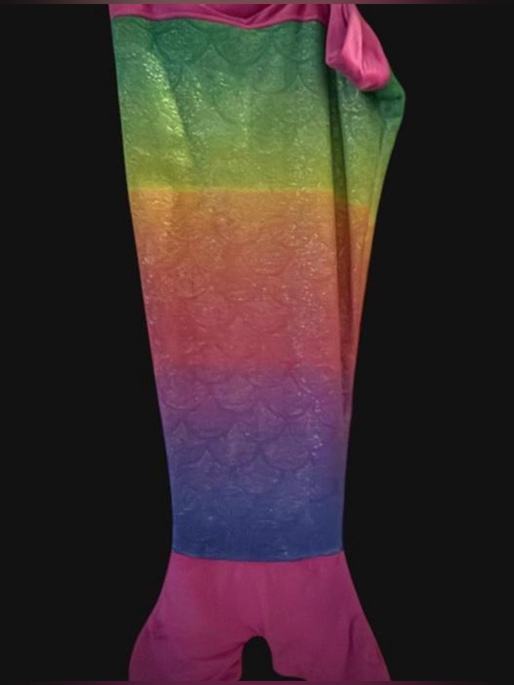 Claire's Rainbow Ombre Mermaid Blanket - Pink, Green, Yellow, Blue, Purple